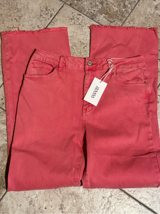 Zenana Denim - Zenana Coral Pink Frayed Hem Jeans